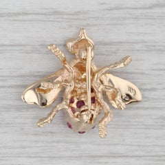 0.58ctw Ruby Sapphire Bee Pin 14k Yellow Gold Brooch Insect Jewelry