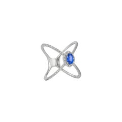 Sunita Nahata Blue Sapphire 0.59ct. Fancy Ring in 18Karat White Gold.