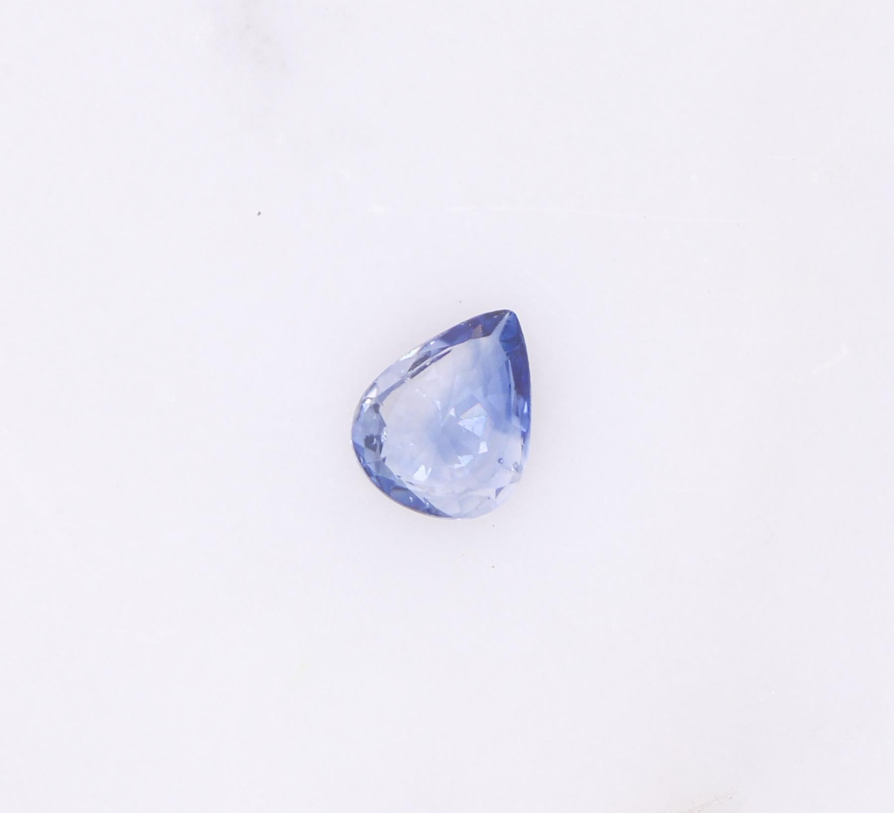 Saphir de Ceylan 0,59 carat, pierre précieuse non sertie en forme de poire 6 x 5 mm en vente 4