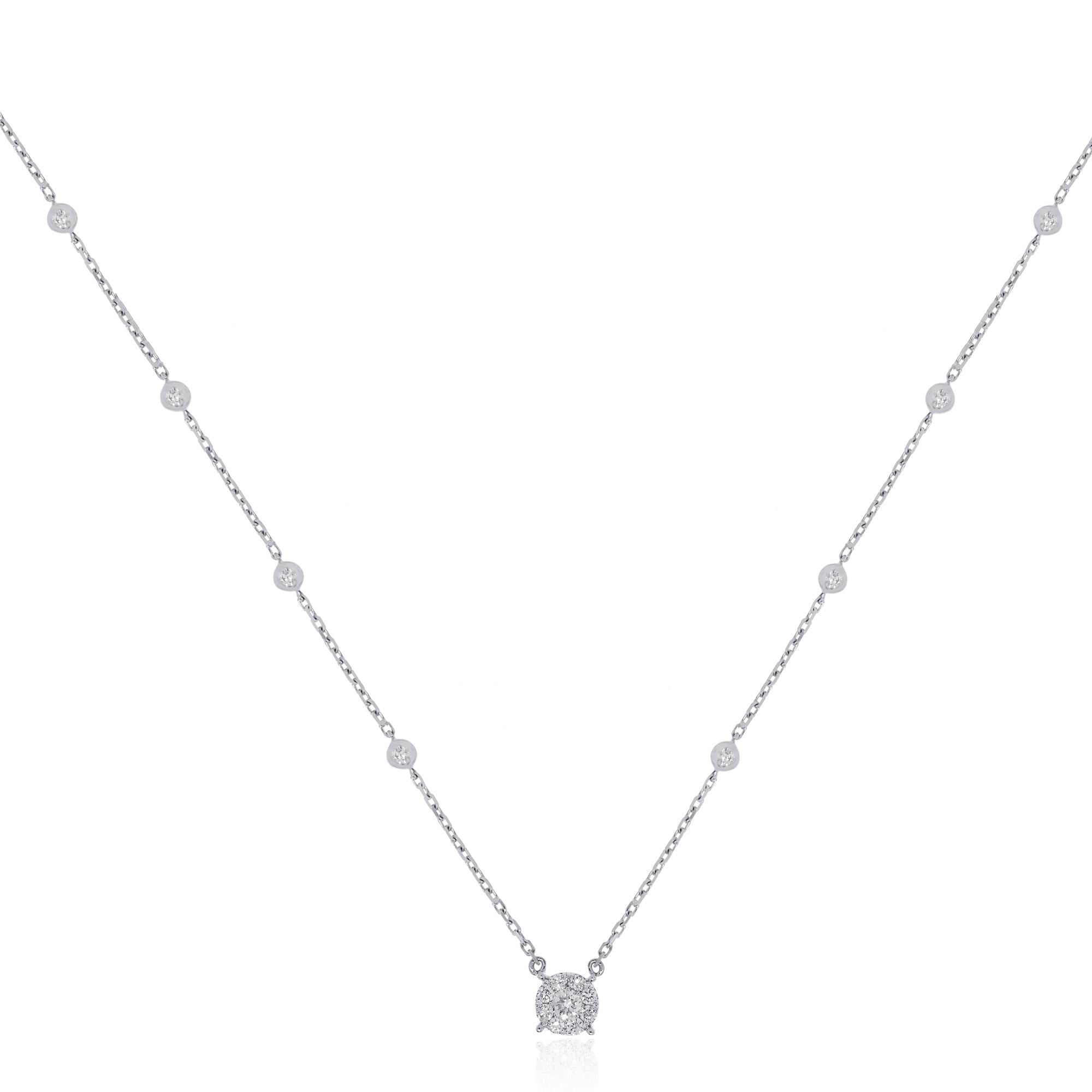 Round Cut 0.59 Carat Diamond Cluster Pendant Necklace