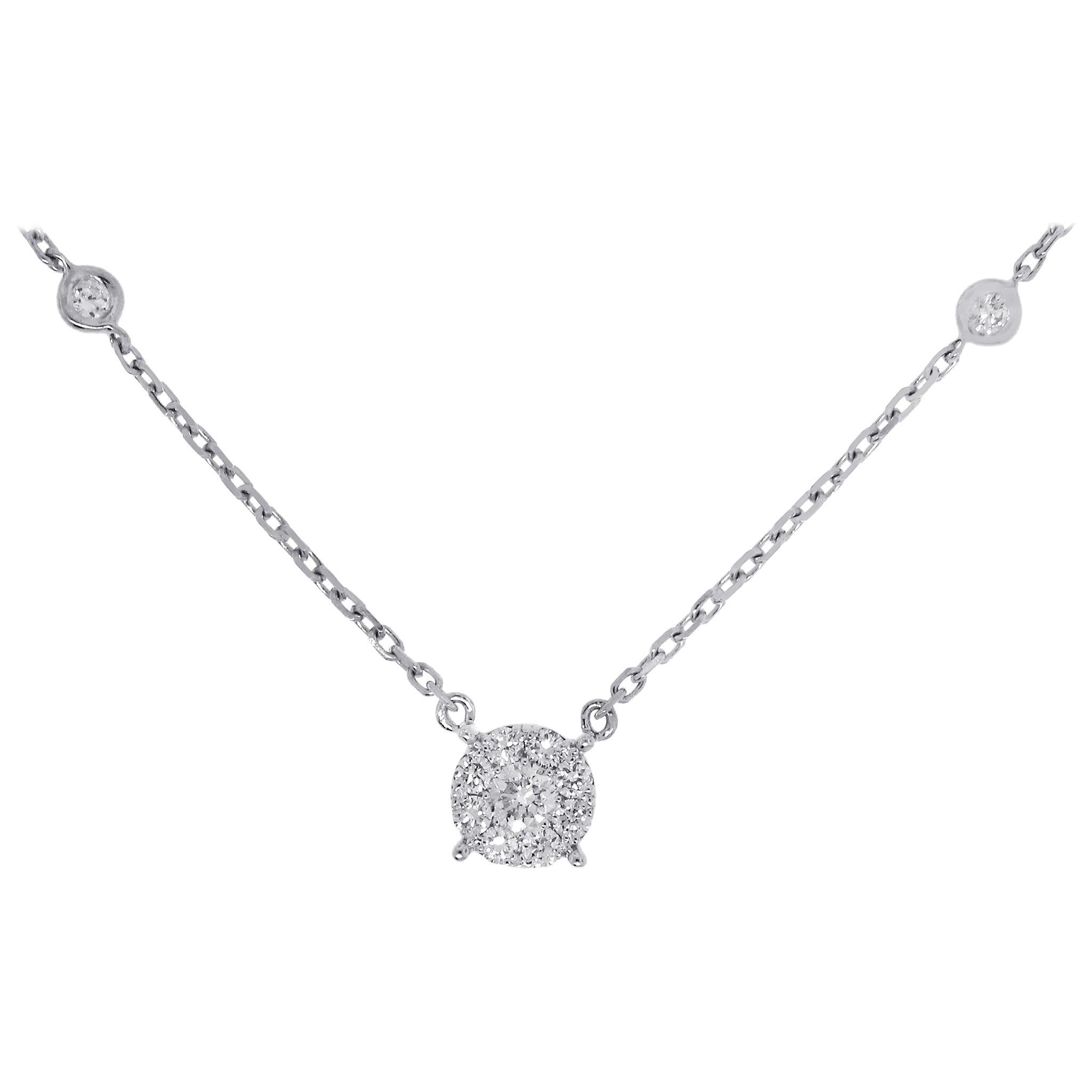 0.59 Carat Diamond Cluster Pendant Necklace