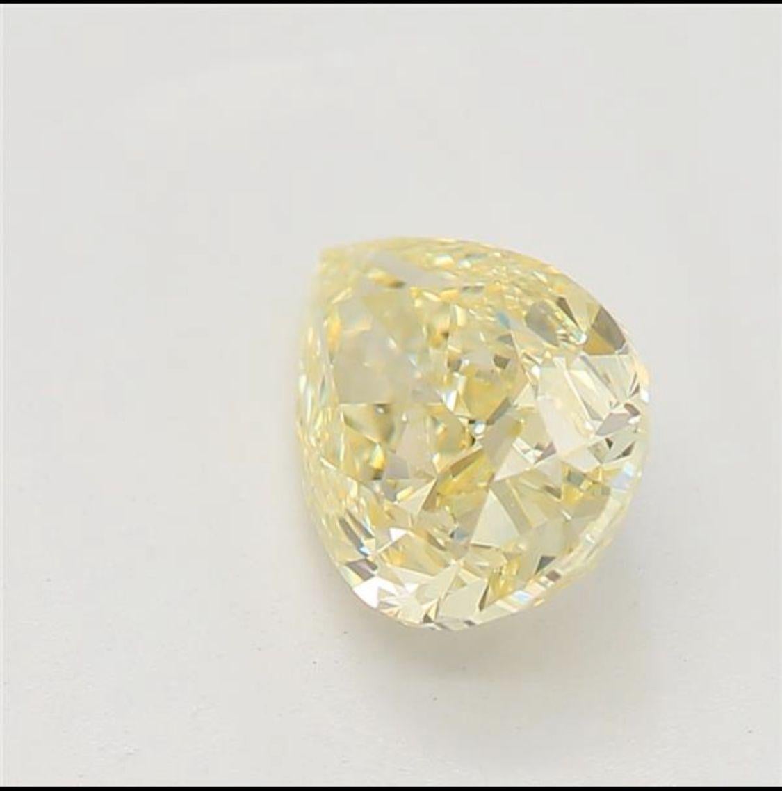0.59 Carat Fancy Light Yellow Pear cut diamond VVS1 Clarity GIA Certified In New Condition For Sale In Kowloon, HK