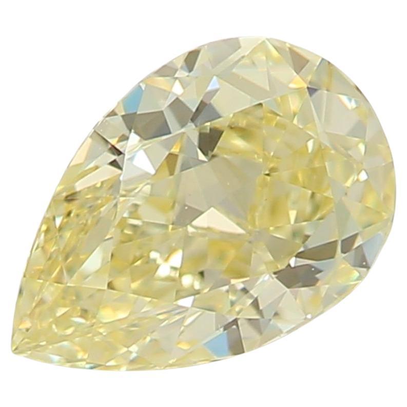 0.59 Carat Fancy Light Yellow Pear cut diamond VVS1 Clarity GIA Certified For Sale