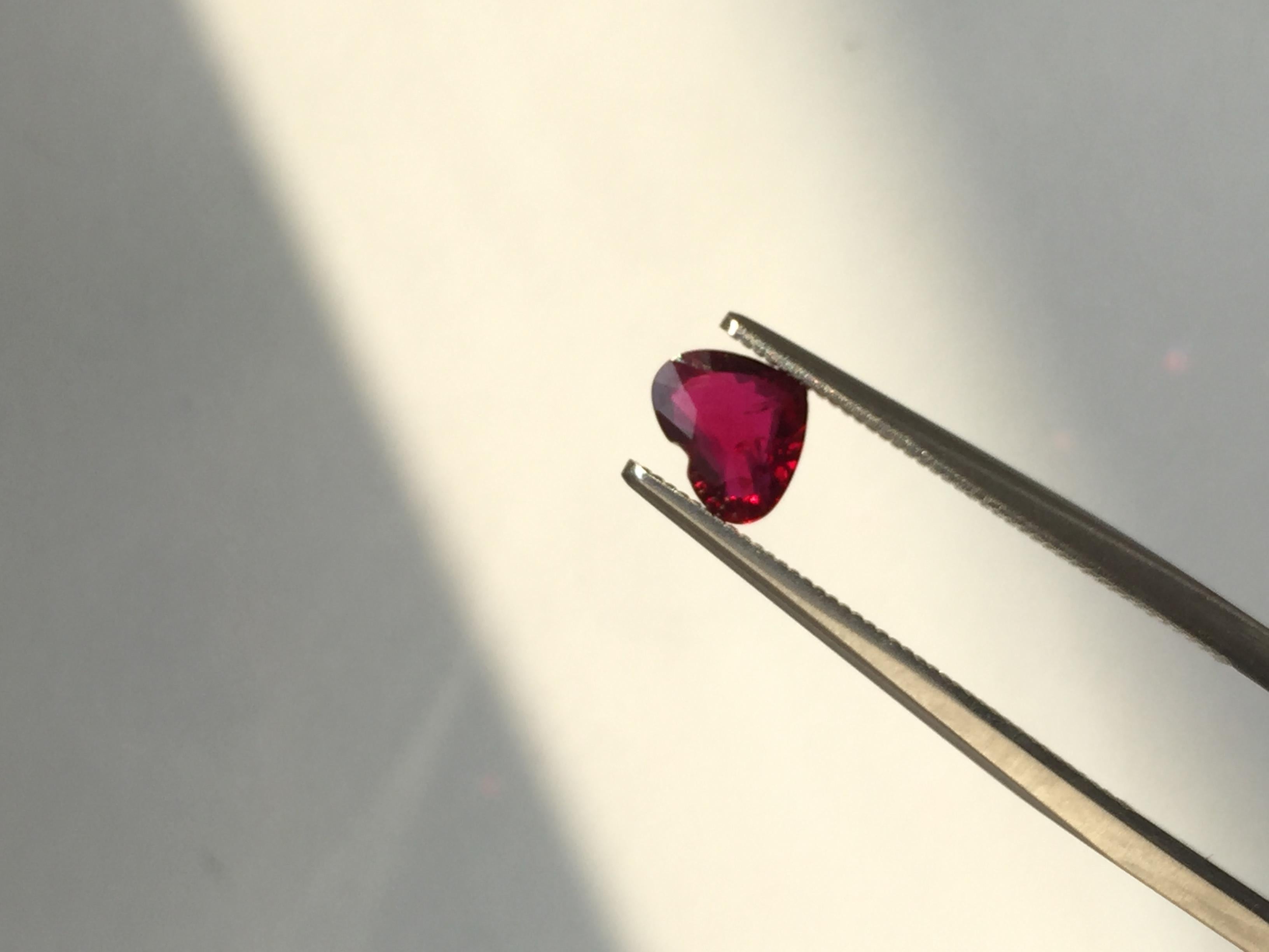 Women's or Men's 0.59 Carat Heart- Shaped Mozambique Ruby for High Jewellery