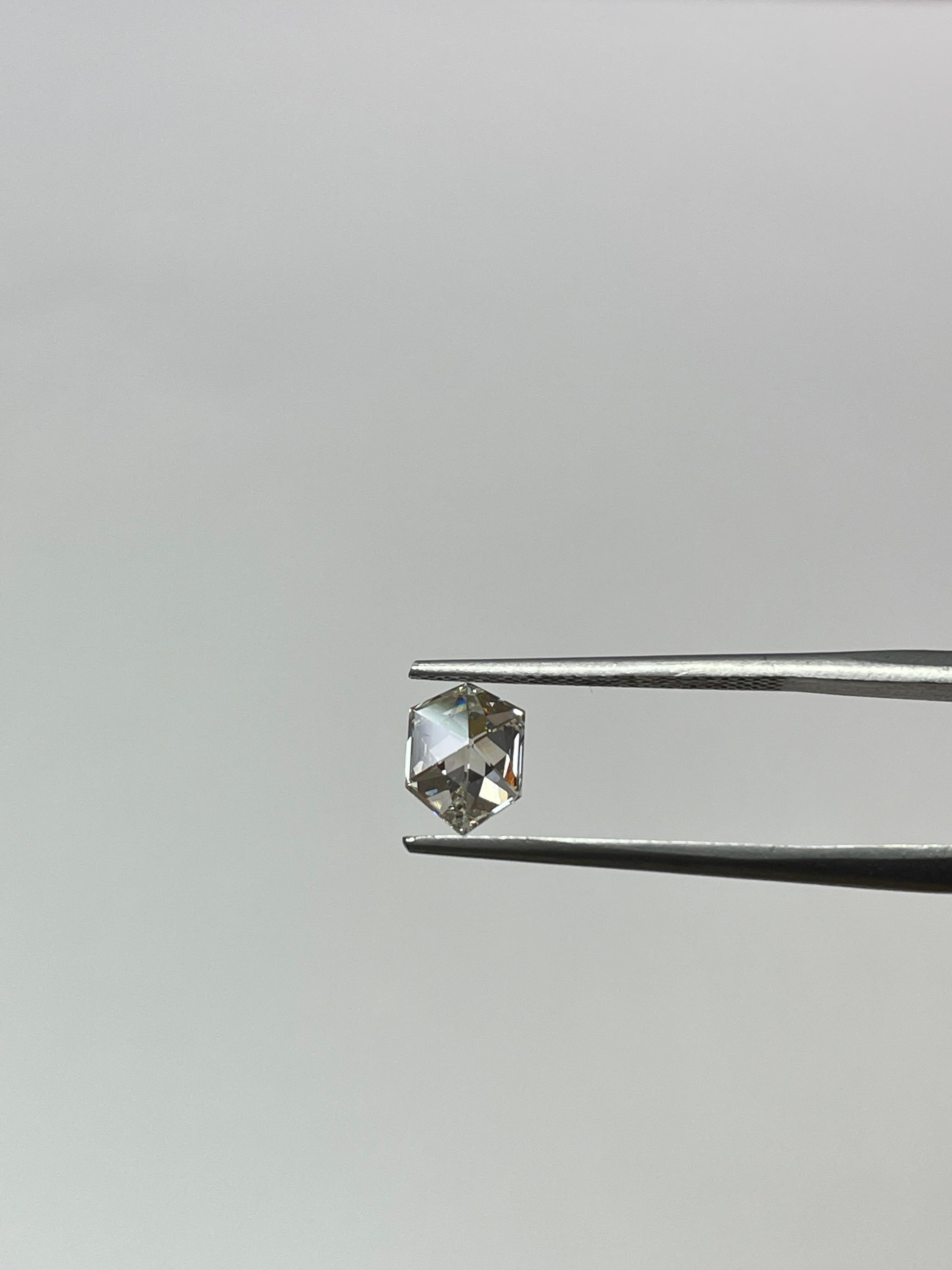 0,59 Quilates Doble Hexagonal Corte Rosa Diamante Certificado GIA Color I Claridad SI2 Corte rosa