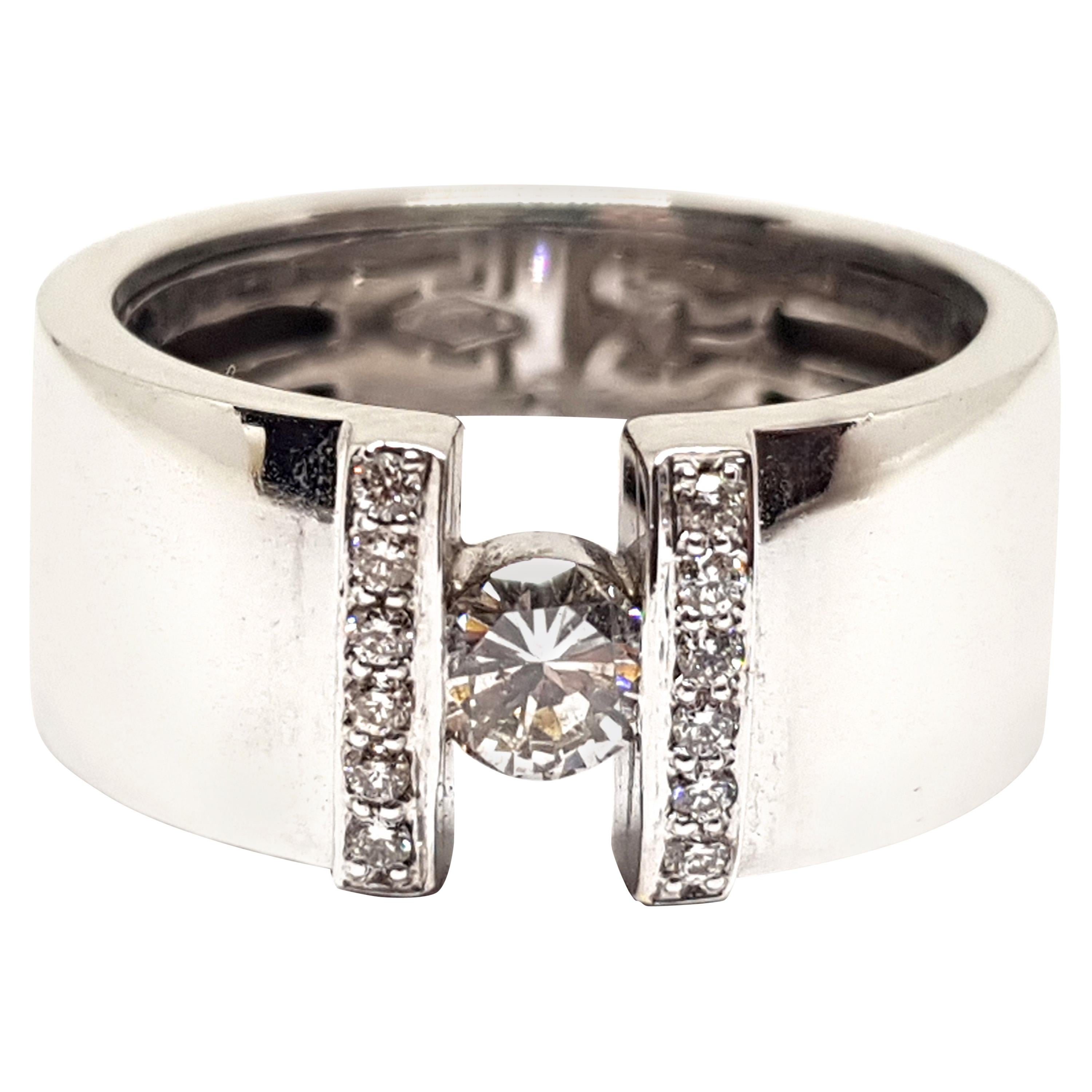 0.59 Carat White Gold Diamond Engagement Ring For Sale