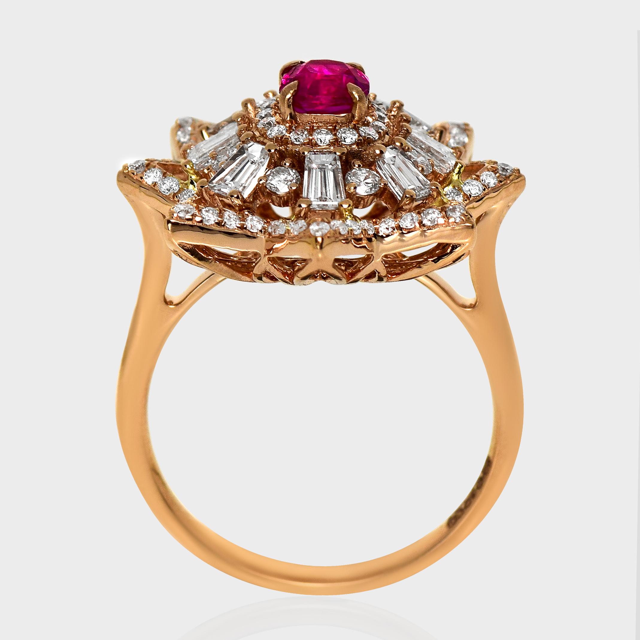 Anello di fidanzamento con rubino dell'Afghanistan non riscaldato da 0,59 carati in oro rosa 18 carati In condizioni Nuovo in vendita a Kaohsiung City, TW