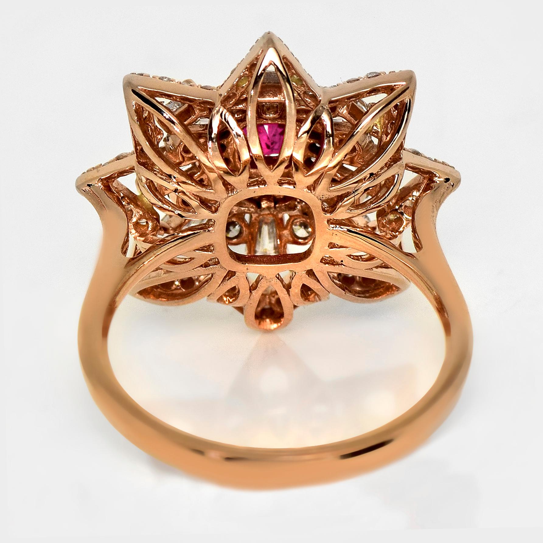 Anello di fidanzamento con rubino dell'Afghanistan non riscaldato da 0,59 carati in oro rosa 18 carati in vendita 1