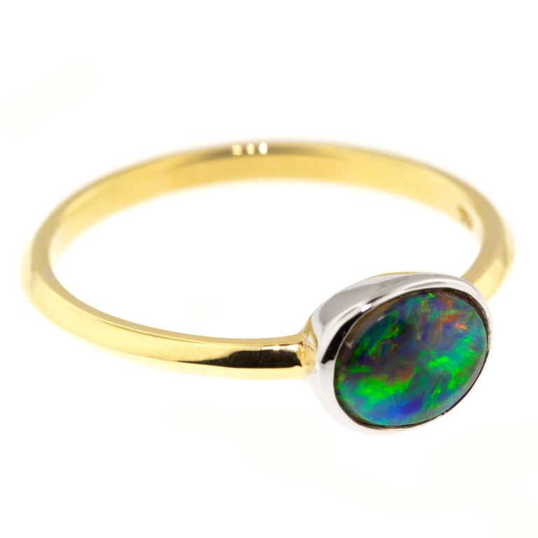 0.59ct Black Opal in 18kt and Platinum Paloma Ring by Cynthia Scott ...