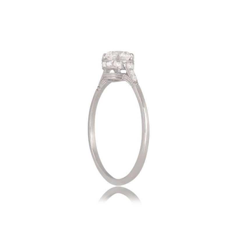 Art Deco 0.59ct Old European Cut Diamond Engagement Ring, G Color, Platinum For Sale