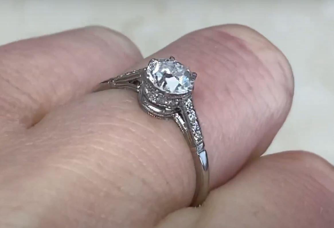 Women's 0.59ct Old European Cut Diamond Engagement Ring, G Color, Platinum For Sale