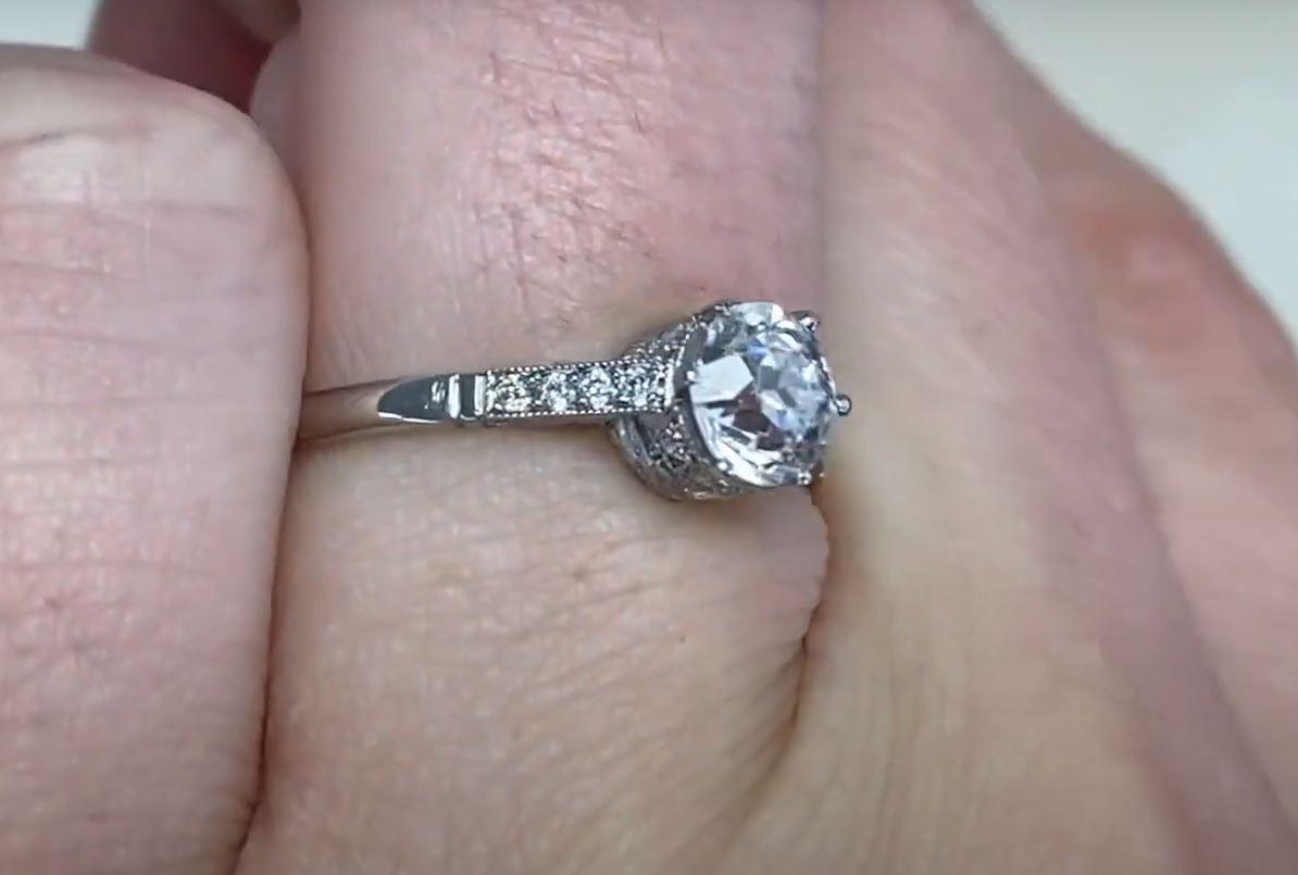 0.59ct Old European Cut Diamond Engagement Ring, G Color, Platinum For Sale 1