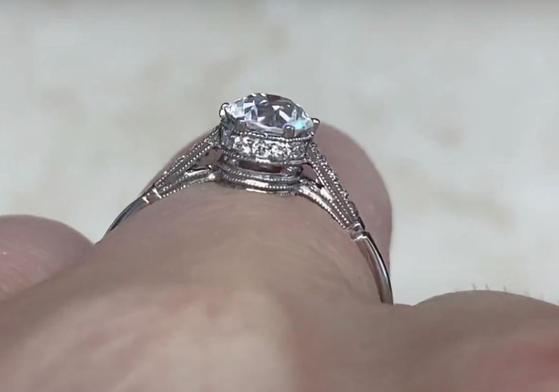 0.59ct Old European Cut Diamond Engagement Ring, G Color, Platinum For Sale 2