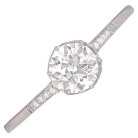 0.59ct Old European Cut Diamond Engagement Ring, G Color, Platinum For Sale