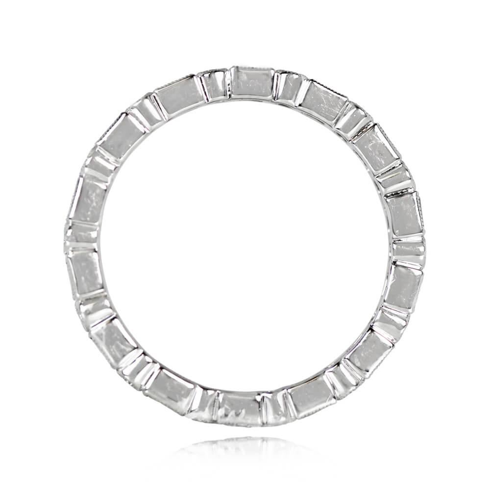 Round Cut 0.59ct Round Brilliant Cut & Baguette Cut Diamond Eternity Band Ring, Platinum For Sale
