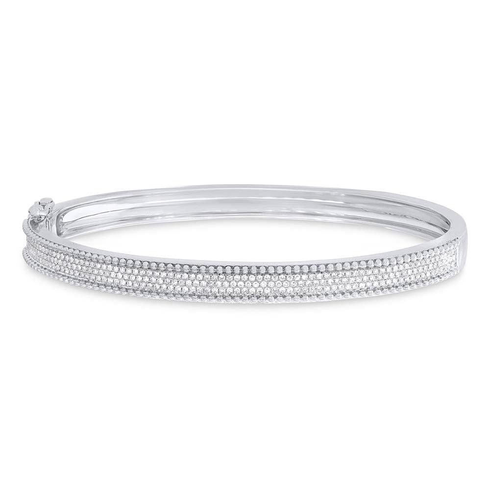 0.59ct Round Brilliant Cut Diamond Bangle Bracelet in 14k White Gold For Sale