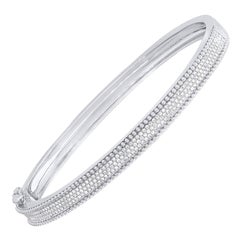 0.59ct Round Brilliant Cut Diamond Bangle Bracelet in 14k White Gold
