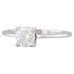 0.59ct Round Diamond Solitaire Engagement Ring 10k White Gold Size 5