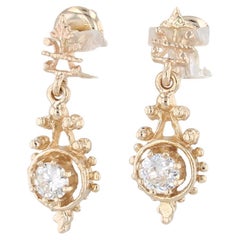 0.59ctw Diamond Dangle Earrings 14k Yellow Gold Pierced Drops