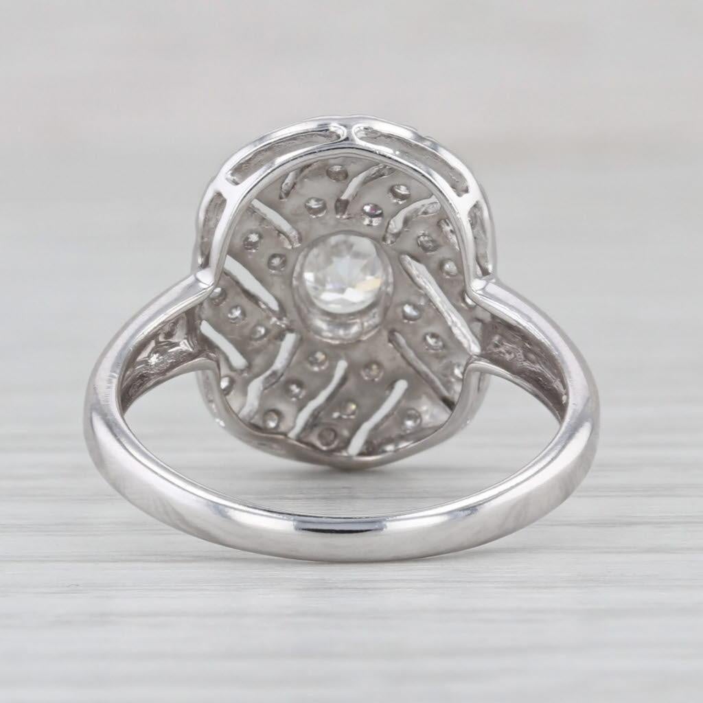 0,59ctw Diamant Verlobungsring 14k Weißgold Größe 7,25 Pave Openwork (Alteuropäischer Schliff) im Angebot
