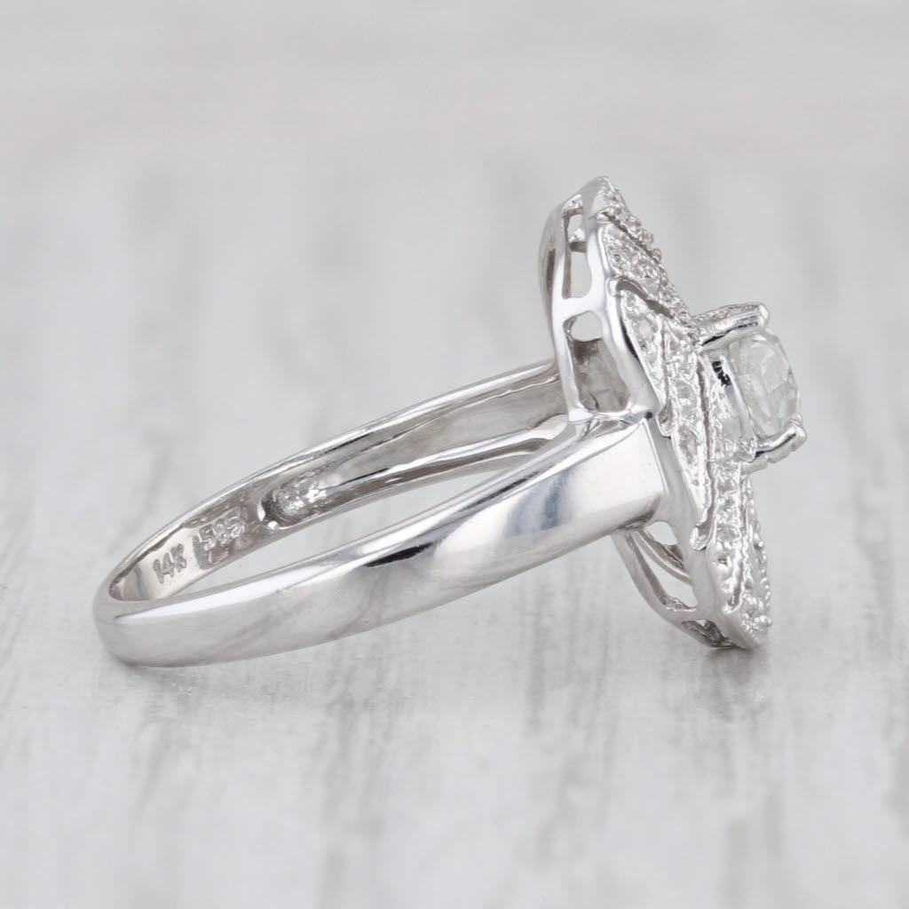 0,59ctw Diamant Verlobungsring 14k Weißgold Größe 7,25 Pave Openwork für Damen oder Herren im Angebot