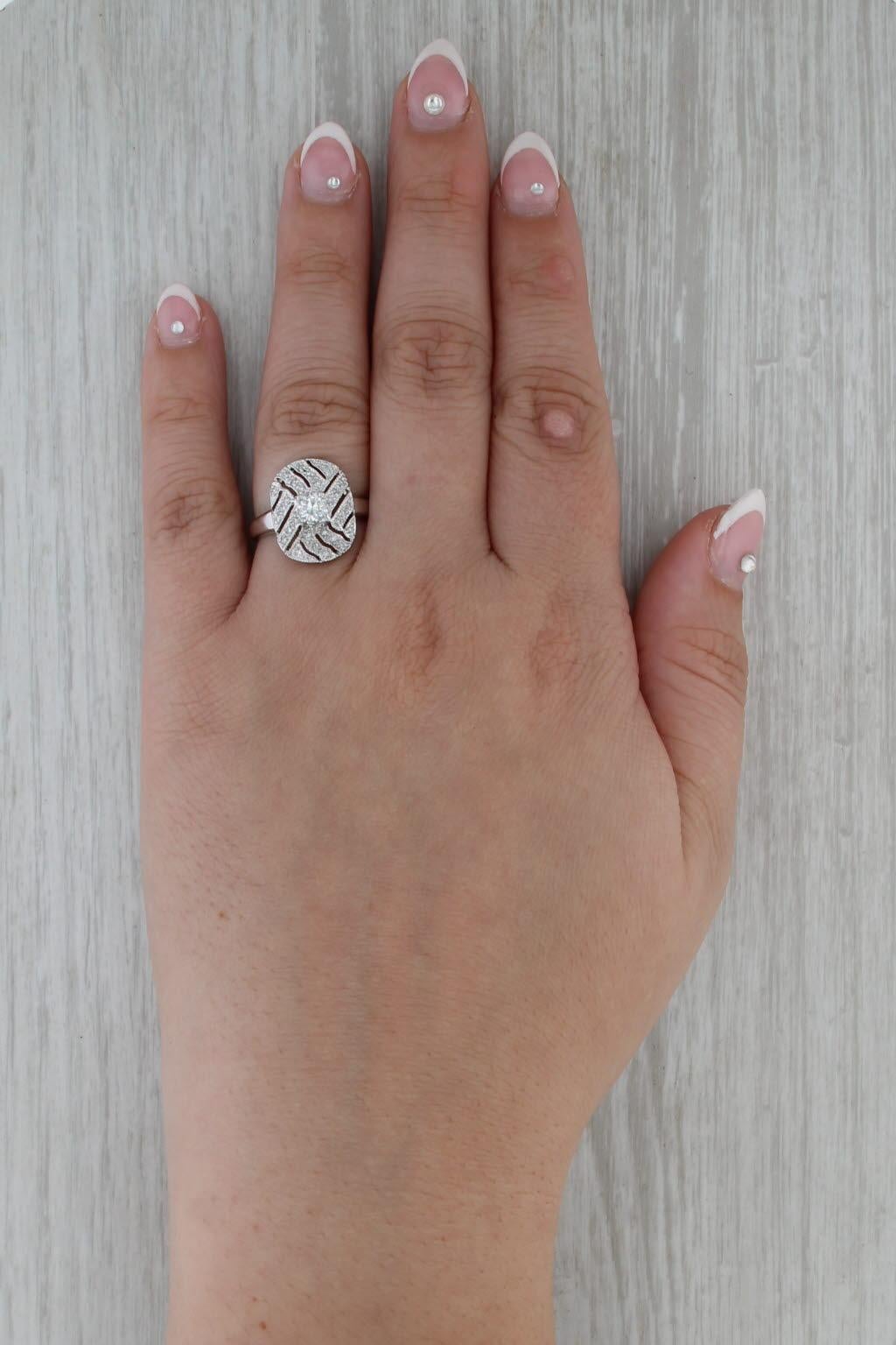 0,59ctw Diamant Verlobungsring 14k Weißgold Größe 7,25 Pave Openwork im Angebot 2