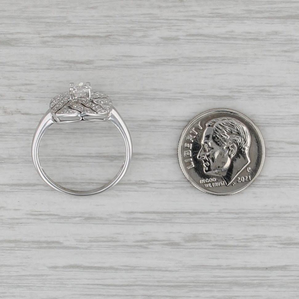 0,59ctw Diamant Verlobungsring 14k Weißgold Größe 7,25 Pave Openwork im Angebot 4