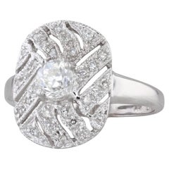 0,59ctw Diamant Verlobungsring 14k Weißgold Größe 7,25 Pave Openwork