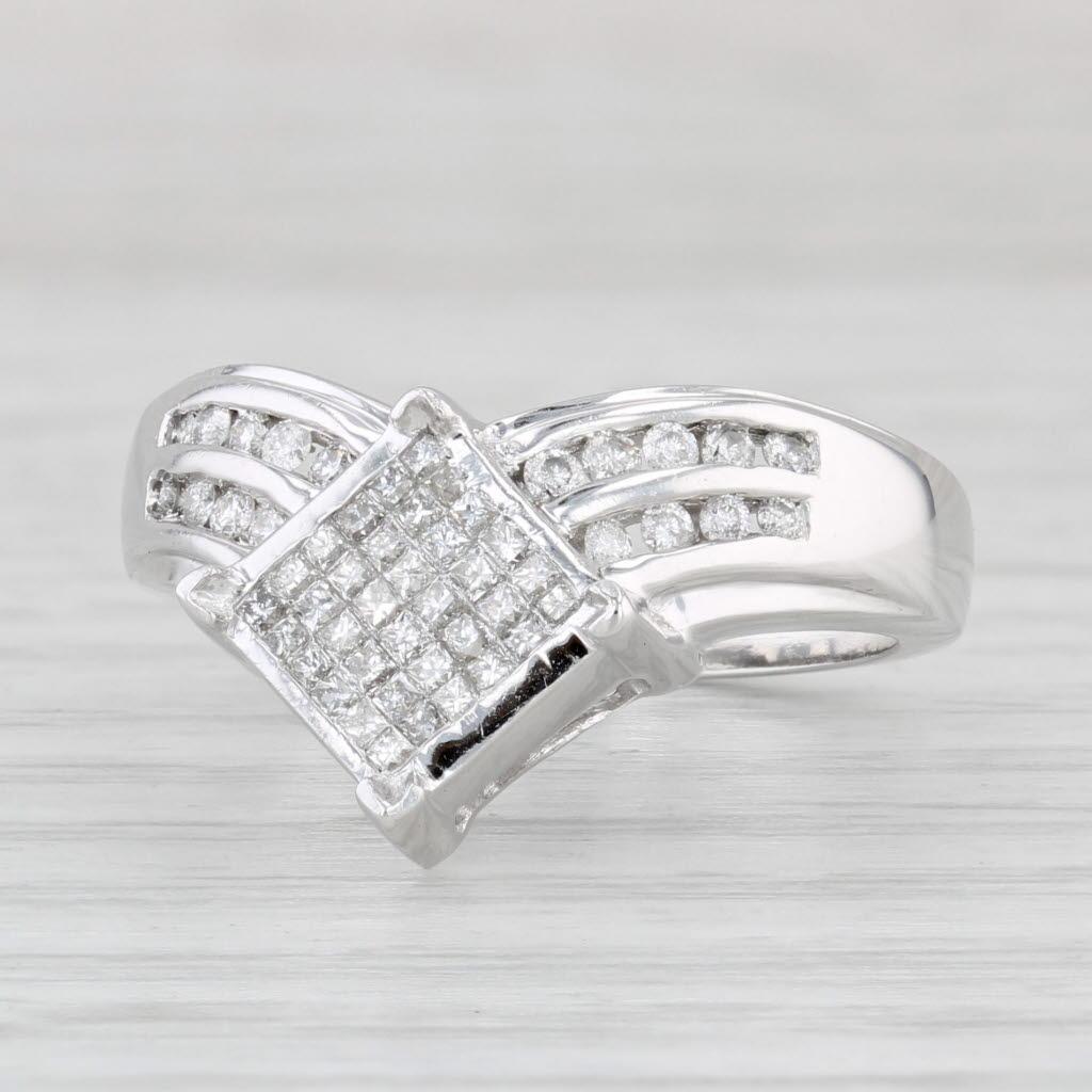 Women's 0.59ctw Diamond Ring 14k White Gold Size 7 Contoured V Enhancer