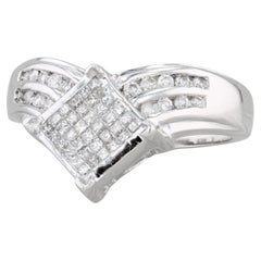 0.59ctw Diamond Ring 14k White Gold Size 7 Contoured V Enhancer