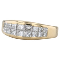 0.59ctw Anillo de Diamantes 18k Oro Amarillo Tamaño 8.5 Alianza de Boda