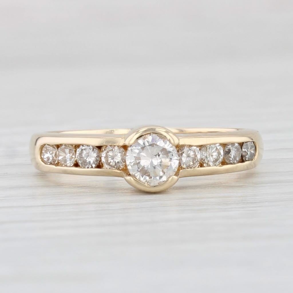Round Cut 0.59ctw Round Diamond Engagement Ring 14k Yellow Gold Size 6.5