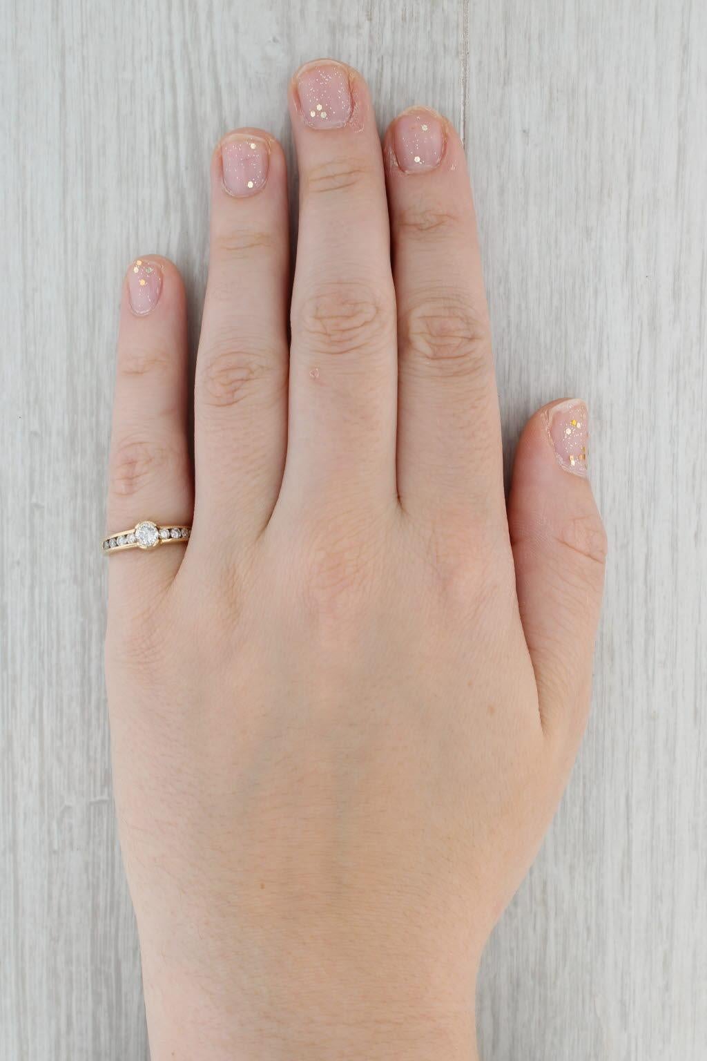 0.59ctw Round Diamond Engagement Ring 14k Yellow Gold Size 6.5 3