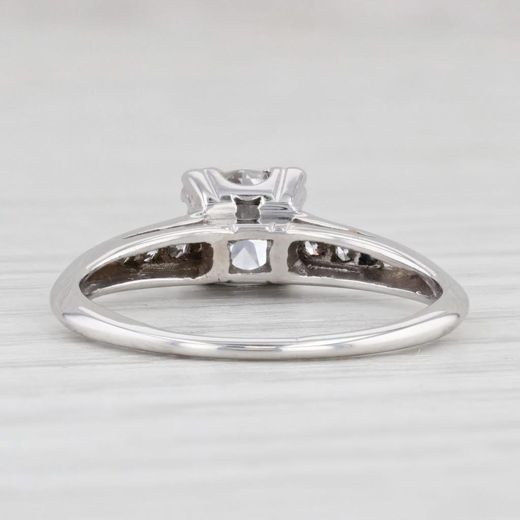 Round Cut 0.59ctw Round Diamond Solitaire Engagement Ring 900 Platinum Size 5 For Sale