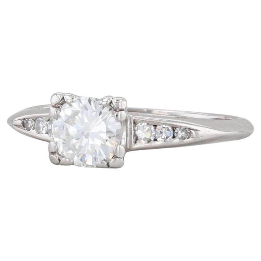 0.59ctw Round Diamond Solitaire Engagement Ring 900 Platinum Size 5 For Sale