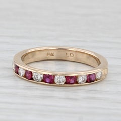 0.59ctw Ruby Diamond Band 14k Yellow Gold Size 6.25 Wedding Stackable Ring
