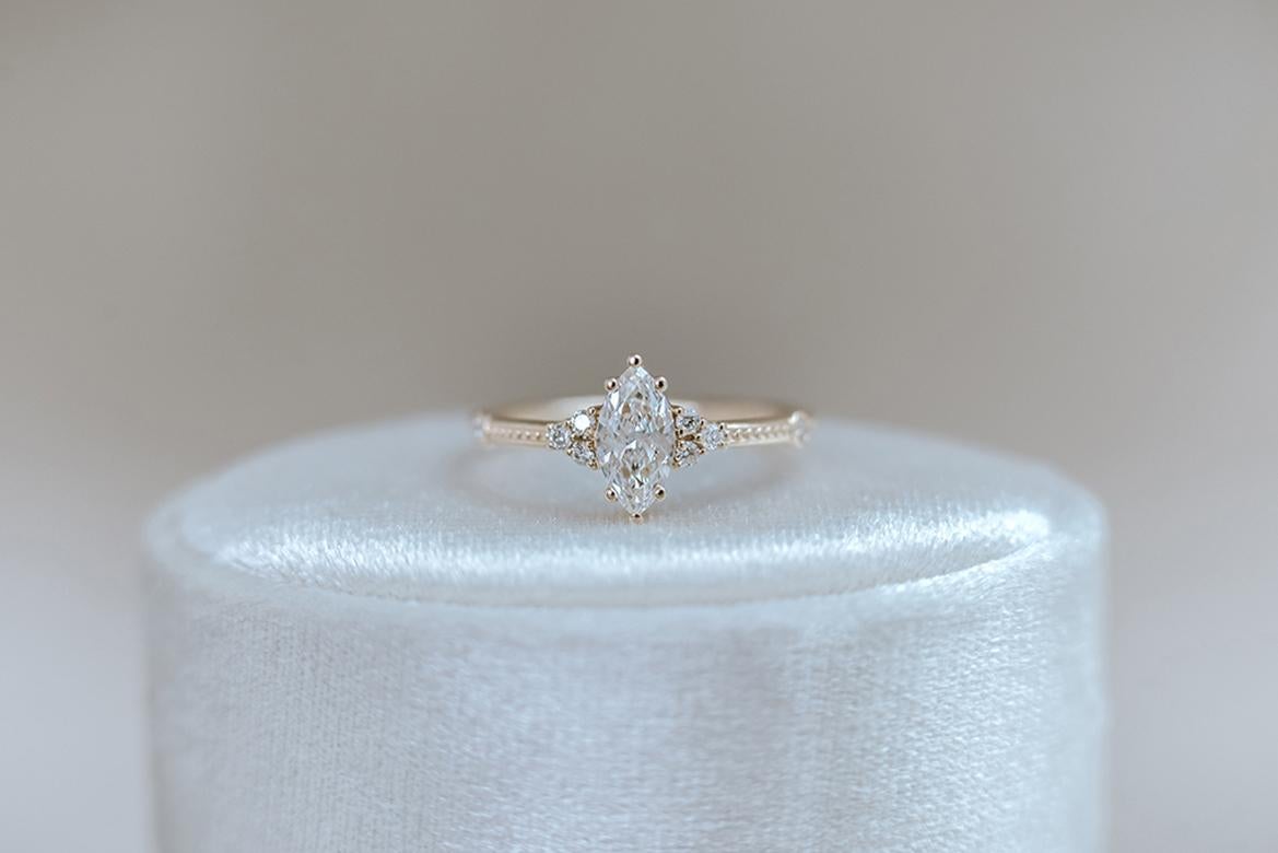 For Sale:  0.5ct marquise diamond engagement ring 4