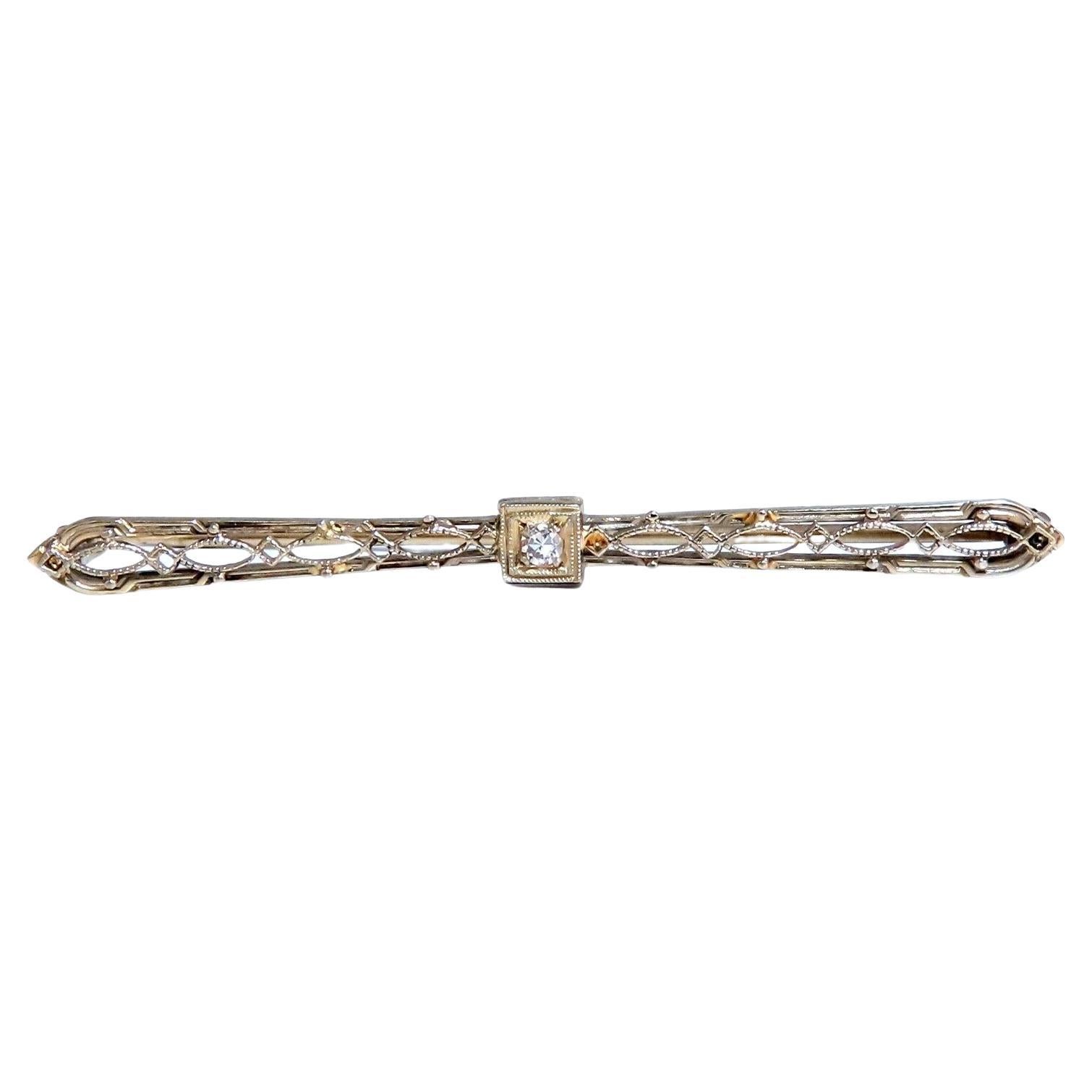 .05ct Natural Diamond Gold Pin Edwardian Deco Vintage For Sale