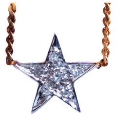 .05ct. Natural Diamonds Petite Star Necklace 14kt gold 12406