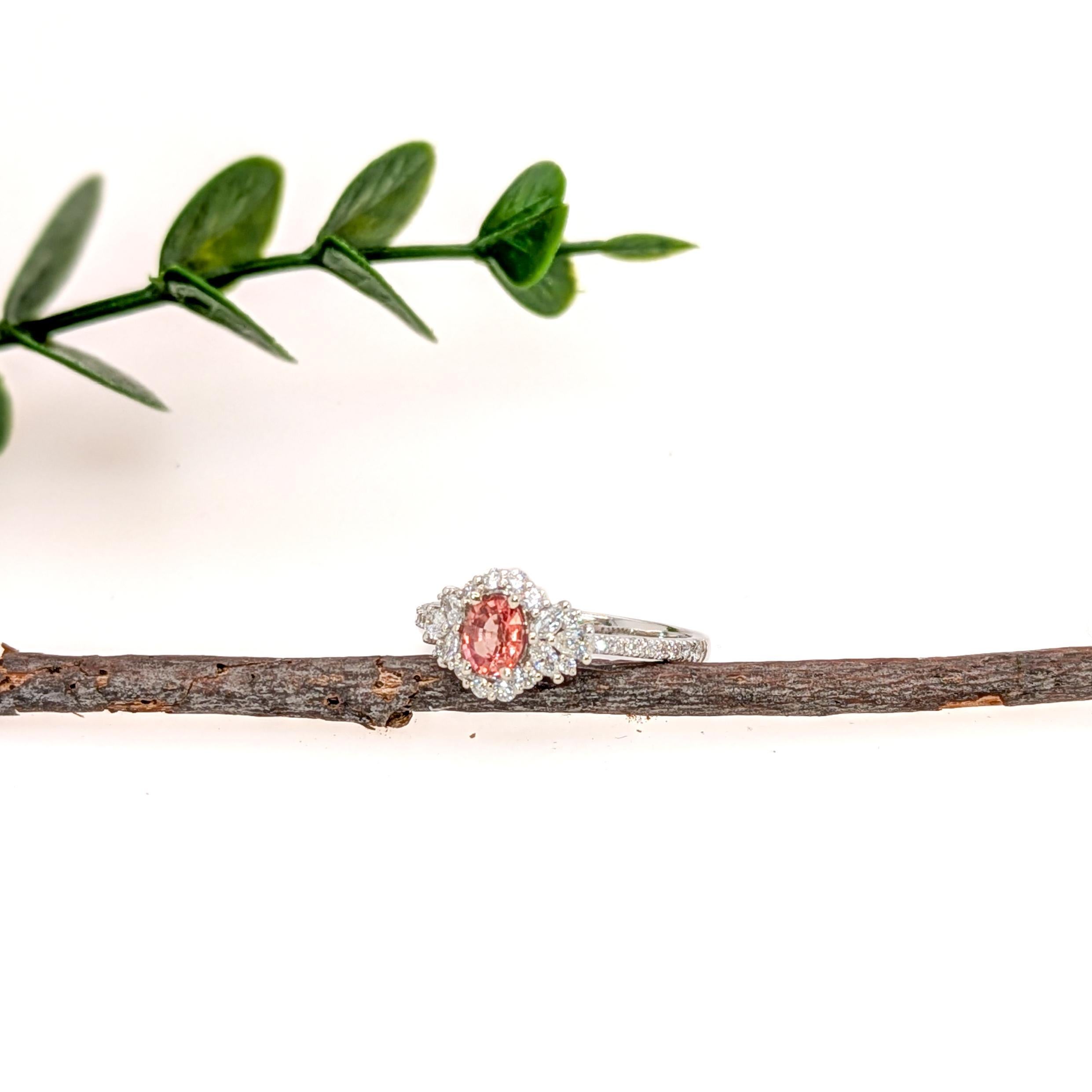 Anillo de zafiro Padparadscha de 0,5 ct con diamantes naturales en oro macizo de 14 quilates  OV 5x4mm Corte oval en venta