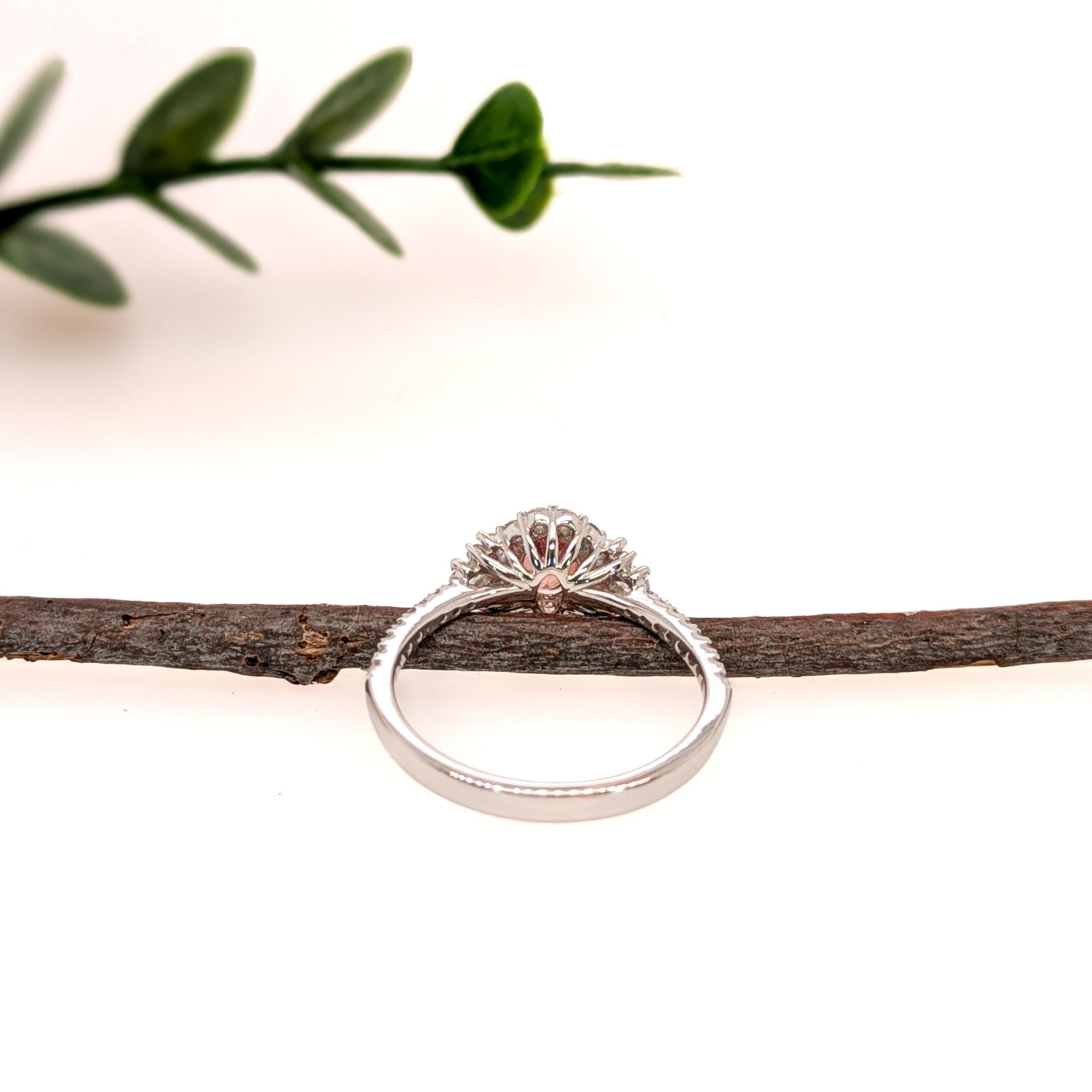 Anillo de zafiro Padparadscha de 0,5 ct con diamantes naturales en oro macizo de 14 quilates  OV 5x4mm en Nuevo estado para la venta en Columbus, OH