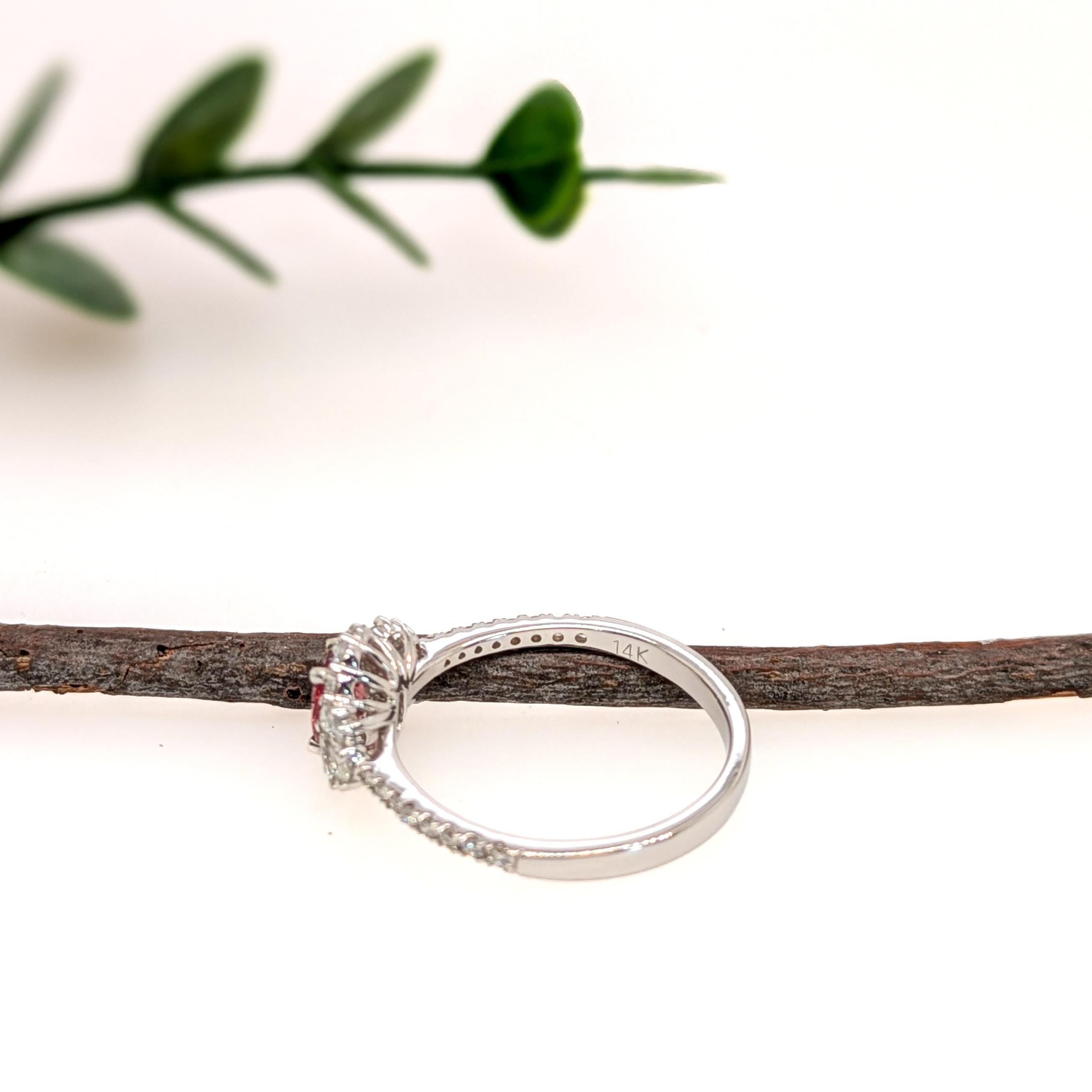 De las mujeres Anillo de zafiro Padparadscha de 0,5 ct con diamantes naturales en oro macizo de 14 quilates  OV 5x4mm en venta