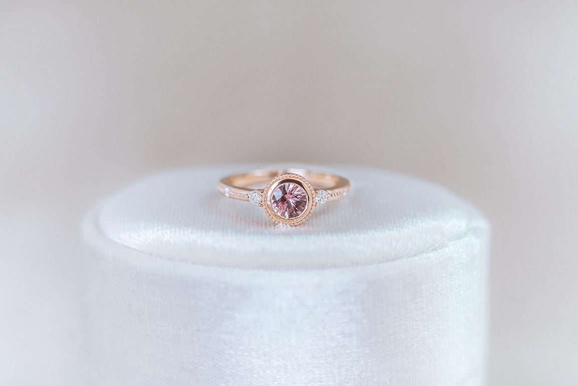 For Sale:  0.5ct pink sapphire and diamonds engagement ring 2
