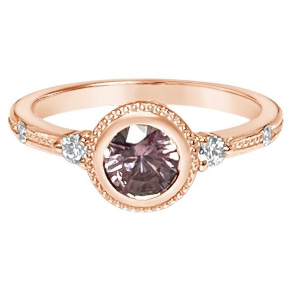 Bague de fiançailles avec saphir rose 0,5 carat et diamants