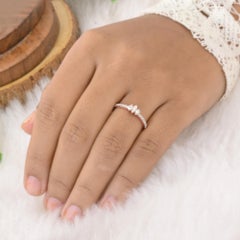 0.5ct SI/H Marquise Diamond Minimalist Three Stone Ring 18 Karat Rose Gold