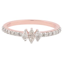 0.5ct SI/H Marquise Diamond Minimalist Three Stone Ring 18 Karat Rose Gold