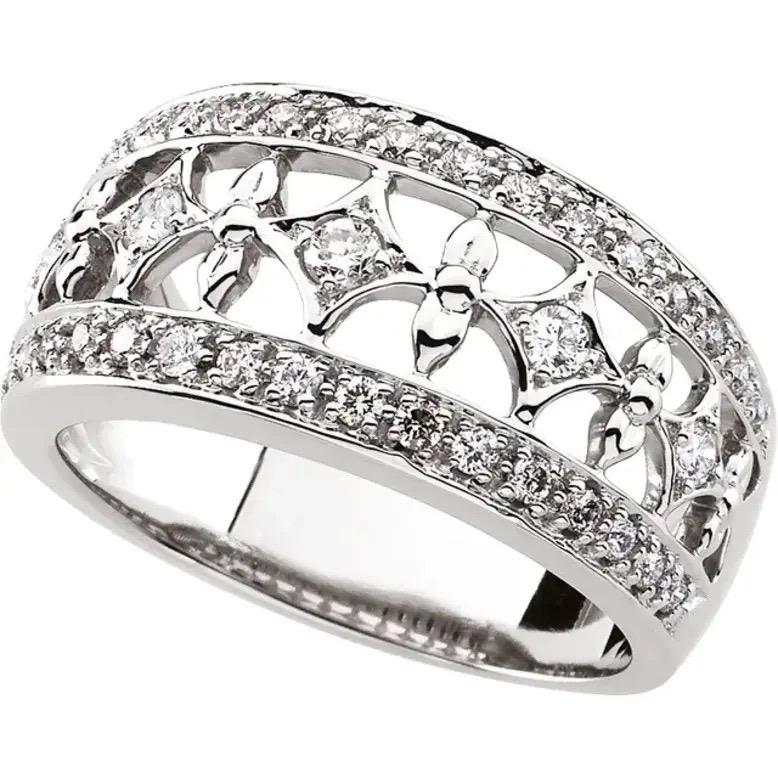 0,5 Karat natürlicher Diamant 14K Weißgold Ring (Art déco) im Angebot