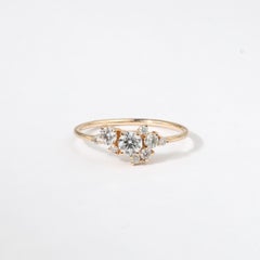 0.5tcw Natural Round-C Diamond Cluster Engagement Ring in 18K White Gold