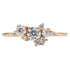 0.5tcw Natural Round-C Diamond Cluster Engagement Ring in 18K White Gold