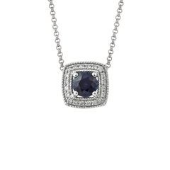 Sunita Nahata Blue Sapphire 0.60ct. Pendant with Chain in 18KWG with Diamond.